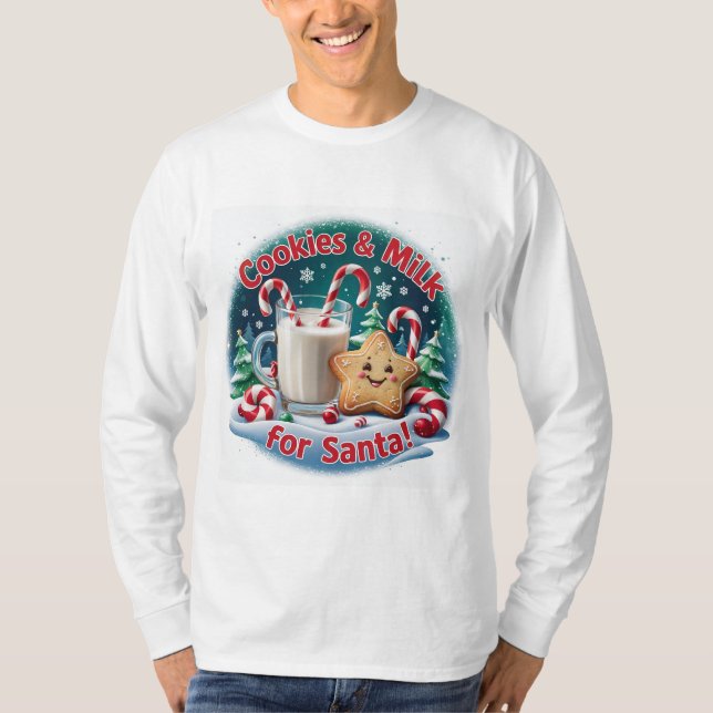Cookies & Milk Men’s Long Sleeve T-Shirt – Festive (Front)