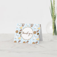 Cookies & Milk Party Blue Fold Thank You Card