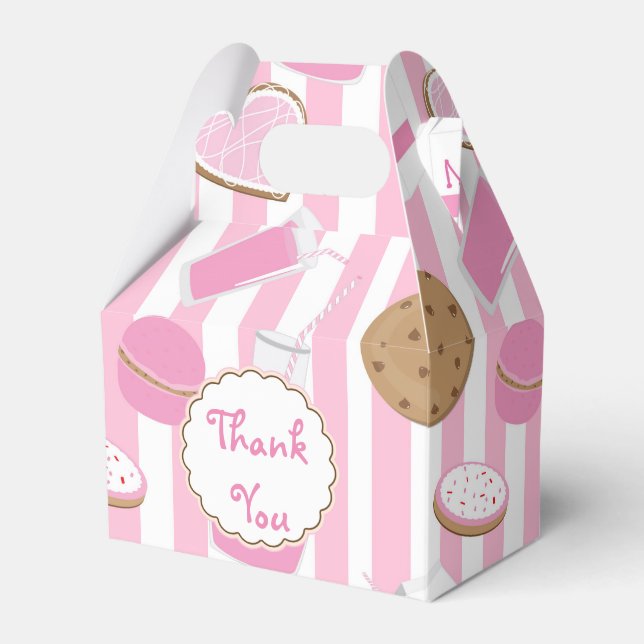 Cookies & Milk Pink Birthday Party Favour Boxes (Front Side)