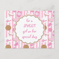 Cookies & Milk Pink Girls Birthday Postcard