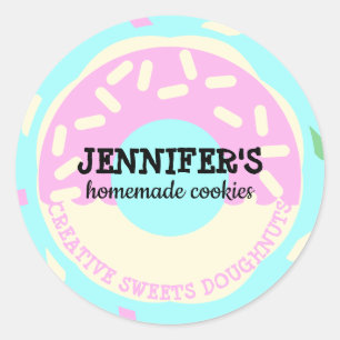 Cookies Pastry kids doughnut Teal Pink Creative  Classic Round Sticker