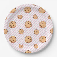 Cookies Pink stripes Birthday Party Paper Plates