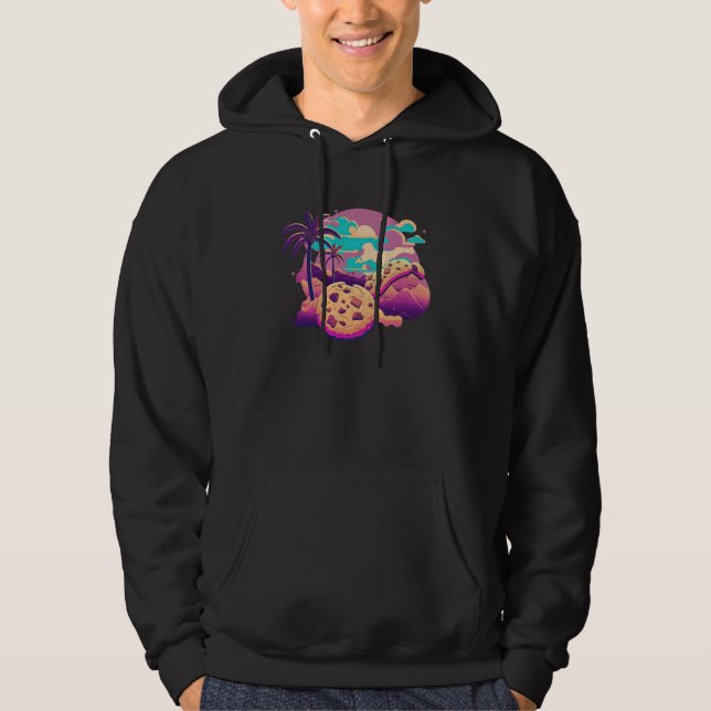 Cookies with Glitched 80s Synthwave Aesthetic Hoodie (Front)