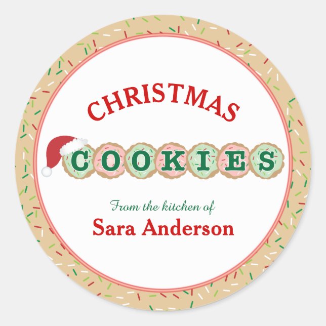 Cookies with Sprinkles Christmas Baking Classic Round Sticker (Front)