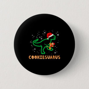 Cookiesaurus Christmas Dinosaur Rex Sugar Cookie  6 Cm Round Badge
