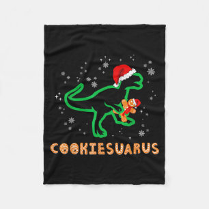 Cookiesaurus Christmas Dinosaur Rex Sugar Cookie  Fleece Blanket