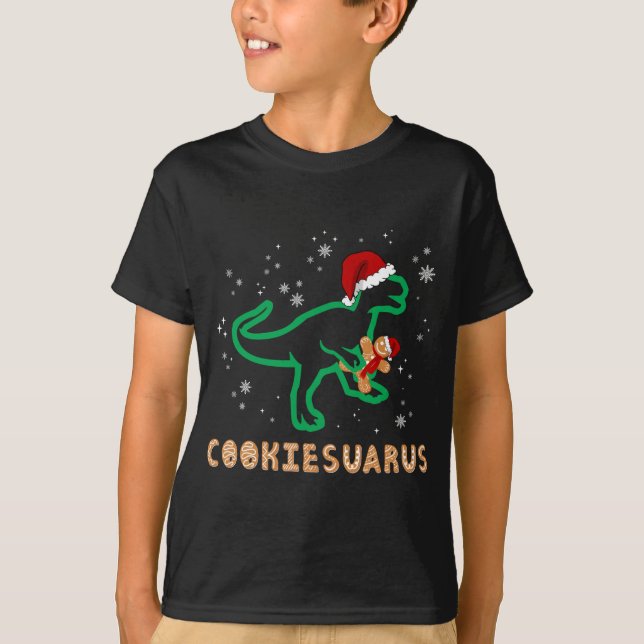 Cookiesaurus Christmas Dinosaur Rex Sugar Cookie T-Shirt (Front)