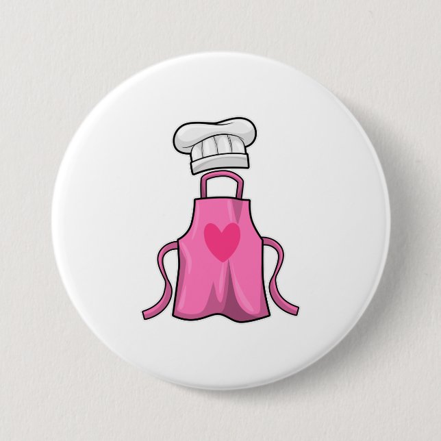Cooking apron and Cooking hat with Heart 7.5 Cm Round Badge (Front)
