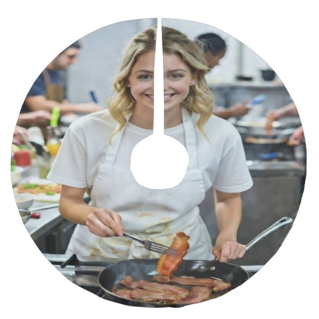 Cooking Bacon Photo Customize Brushed Polyester Tree Skirt (Front)