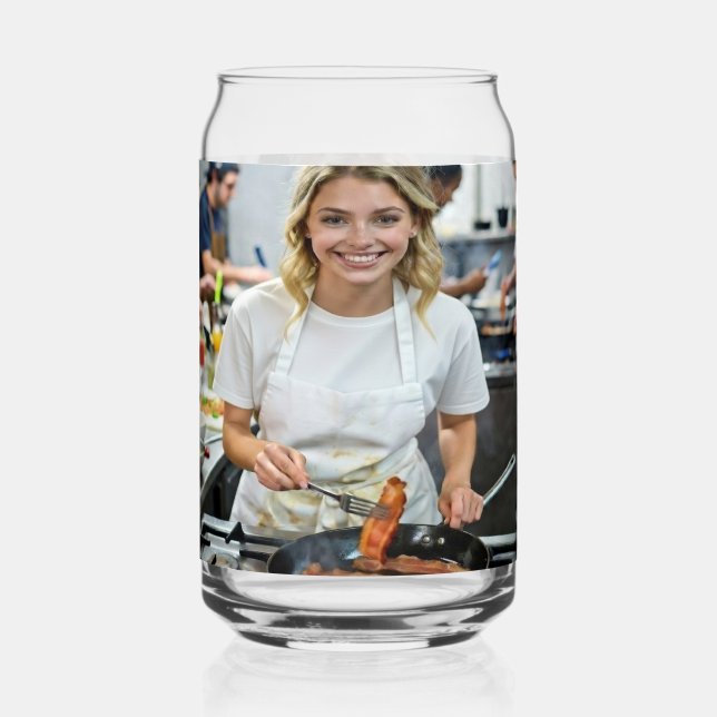 Cooking Bacon Photo Customize Can Glass (Front)