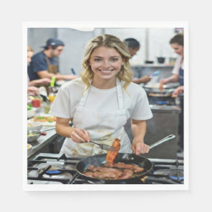 Cooking Bacon Photo Customize Napkin