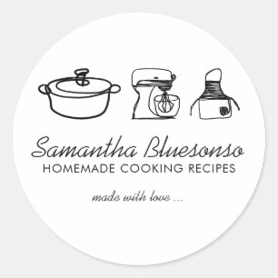 Cooking bakery homemade food simple classic round sticker