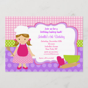 Cooking Baking Birthday Party Invitations