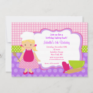 Cooking Baking Birthday Party Invitations