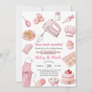 Cooking, baking, girl baby shower invite. invitation