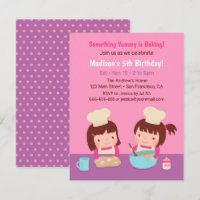 Cooking Baking Girls Birthday Party Invitations