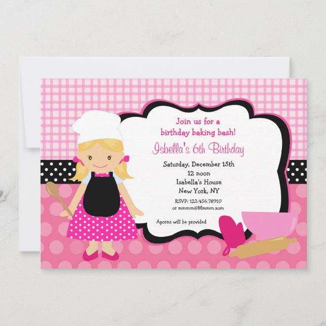 Cooking Birthday Party Invitations (Front)
