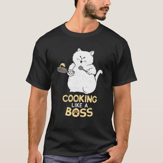 Cooking Cat Cooking Like A Boss T-Shirt (Front)