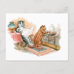 Cooking Cat Louis Wain Postcard