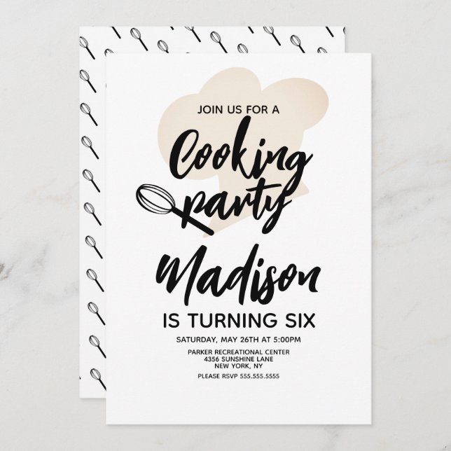 Cooking Chef Baker Birthday Party  Invitation (Front/Back)