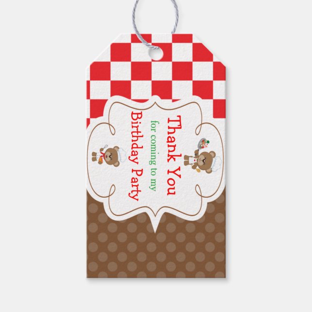 Cooking Chef Bears Thank You Gift Tag (Front)