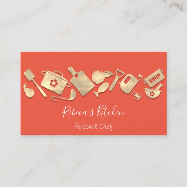 Cooking Chef Restaurant Catering Logo QR Code   Business Card (Front)