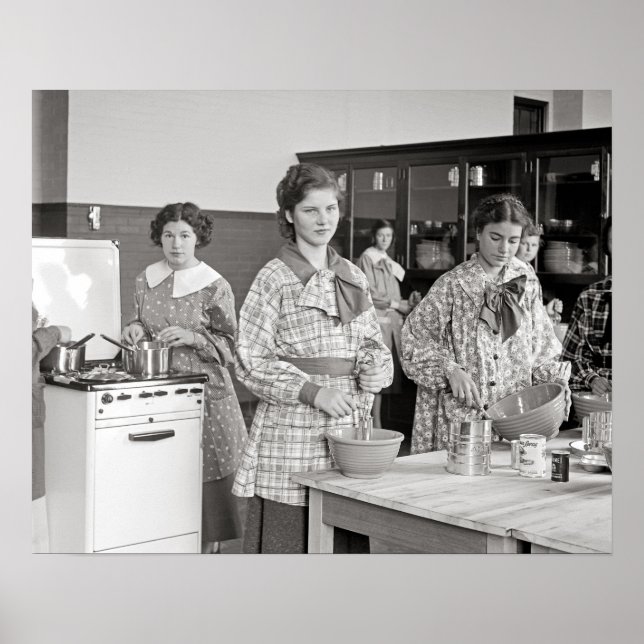 Cooking Class, 1935. Vintage Photo Poster (Front)