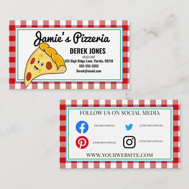 cooking class catering diner pizza pizzeria cafe business card (Front/Back)