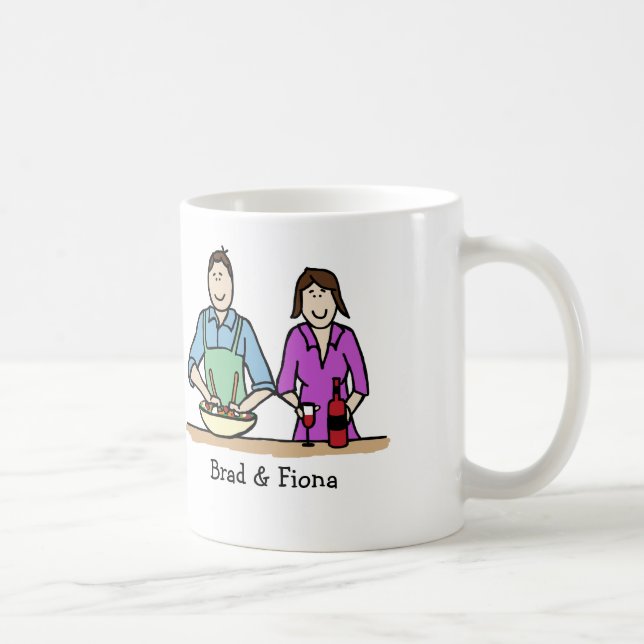 Cooking couple - personalised cartoon mug (Right)