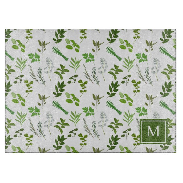  Cooking Culinary Garden Herbs Monogrammed Cutting Board (Front)