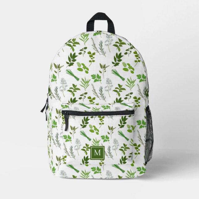  Cooking Culinary Garden Herbs Monogrammed Printed Backpack (Front)