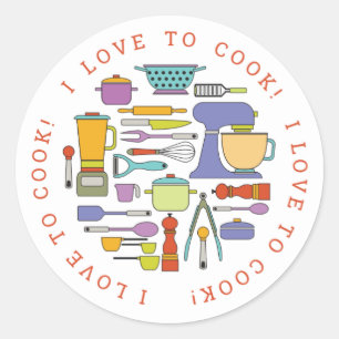 Cooking Equipment, Gadgets & Utensils Pattern Classic Round Sticker