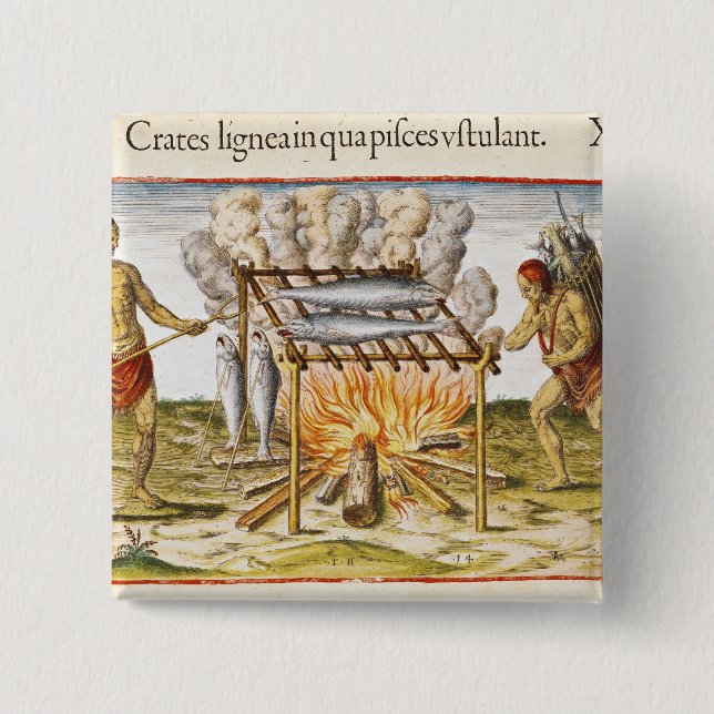 Cooking Fish 15 Cm Square Badge (Front)