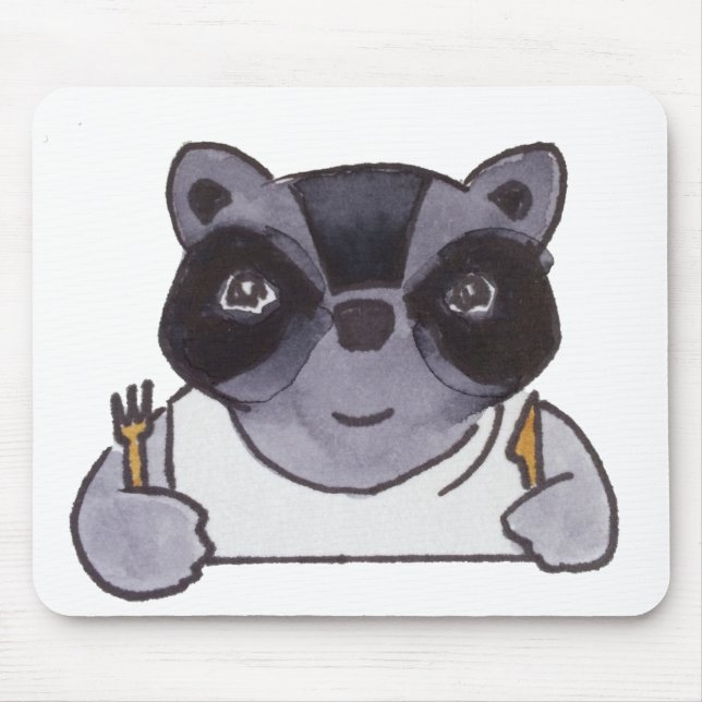Cooking Food Dinner Cute Racoon Mouse Pad (Front)