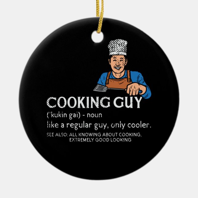 Cooking Guy Definition Ceramic Tree Decoration (Front)