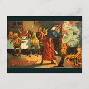 Cooking Halloween Witch Postcard