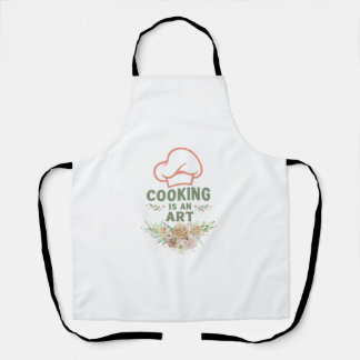 Cooking Is an Art Kitchen Towel | Elegant Floral C Apron