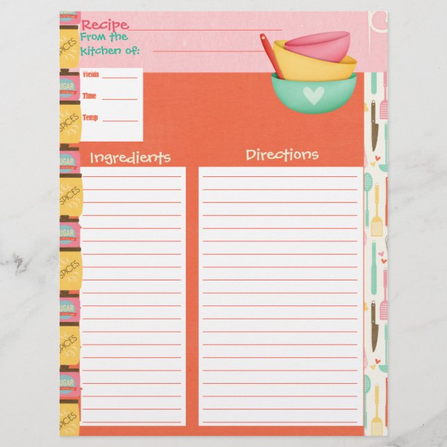 Cooking Is An Art Recipe Insert - Double-sided (Front)