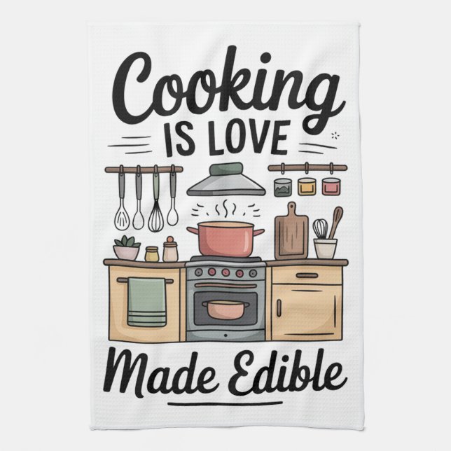 Cooking is Love Tea Towel (Vertical)