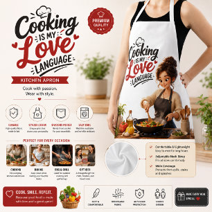 Cooking Is My Love Language Cute 3D Apron