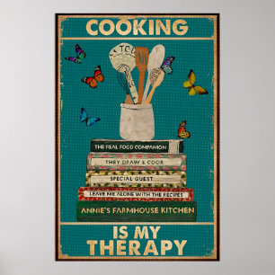Cooking is my therapy vintage poster