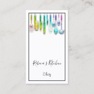 Cooking Logo Chef Restaurant Kitchen Knifes White Business Card