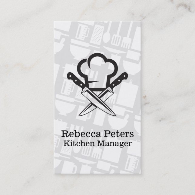 Cooking Logo | Kitchen Utensils Business Card (Front)