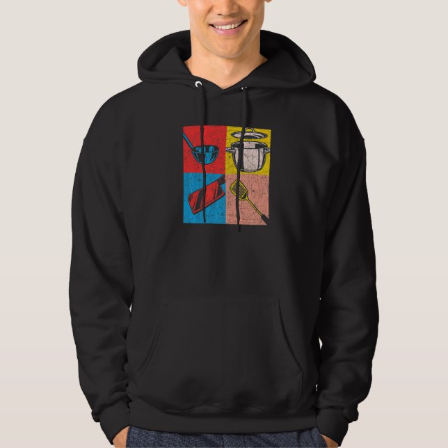 Cooking Meal Hobby Cook Gourmet Food Pop Art Chef Hoodie (Front)