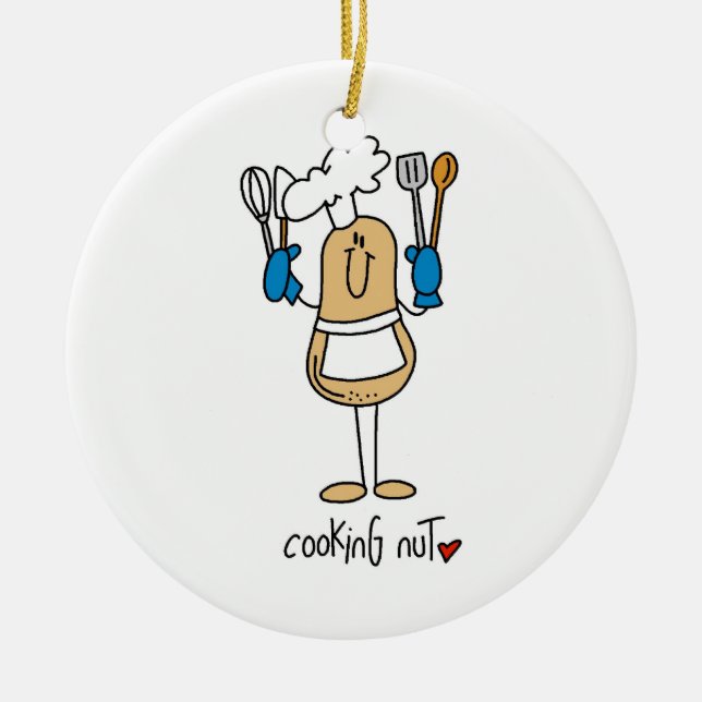 Cooking Nut T-shirts and Gifts Ceramic Tree Decoration (Front)
