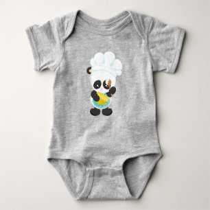 Cooking Panda, Baking Panda, Apron, Whisking Bowl Baby Bodysuit