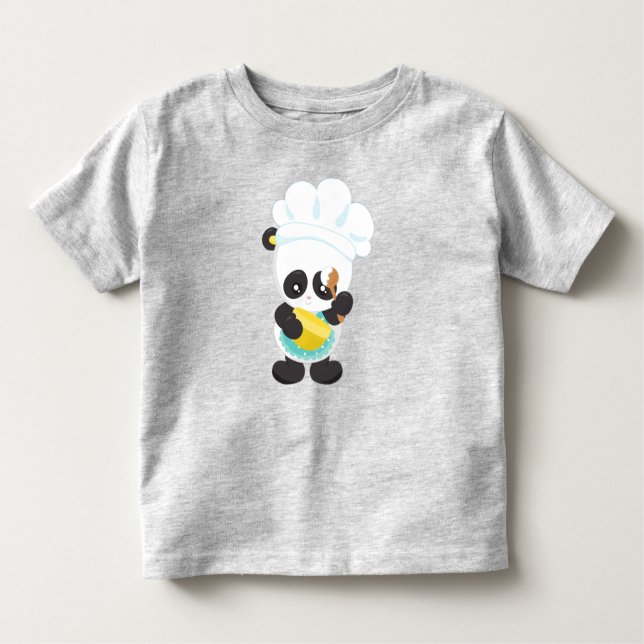 Cooking Panda, Baking Panda, Apron, Whisking Bowl Toddler T-Shirt (Front)