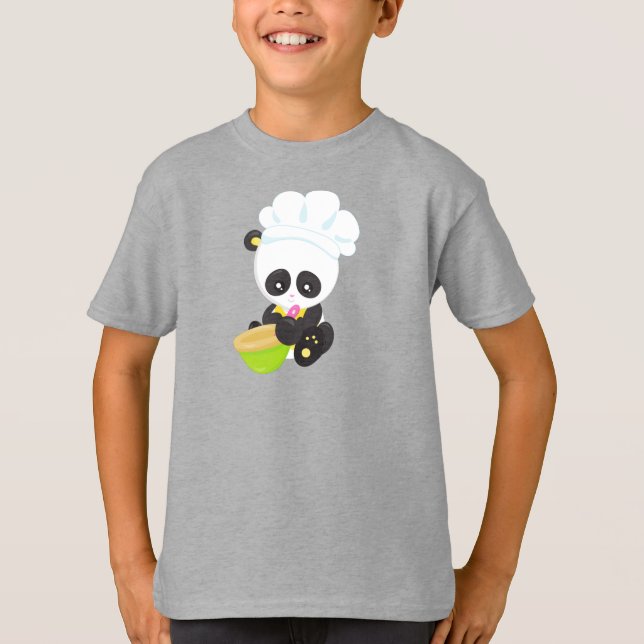 Cooking Panda, Baking Panda, Cute Panda, Bowl T-Shirt (Front)