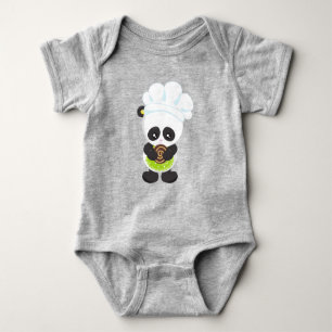 Cooking Panda, Baking Panda, Panda With Cookie Baby Bodysuit
