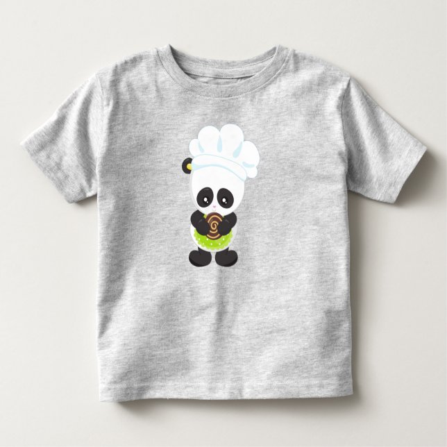 Cooking Panda, Baking Panda, Panda With Cookie Toddler T-Shirt (Front)